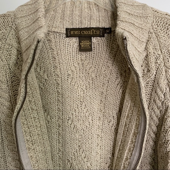 INIS CRAFTS Chunky Cabled Fisherman Zip Cardigan - Picture 5 of 7